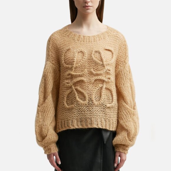 Loewe Anagram Embroidered Striped Mohair-blend Brown Sweater - Picture 2 of 13